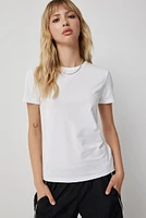 Ardene Basic Crew Neck T-Shirt in White | Size | Cotton/Elastane | Eco-Conscious