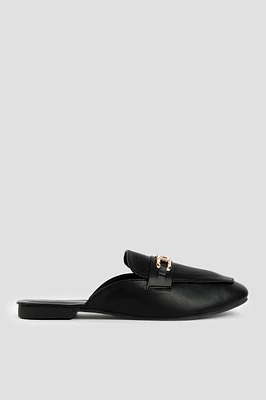 Ardene Horsebit Mule Flats in Black | Size | Faux Leather