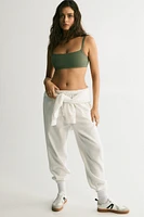 Ardene Solid Baggy Sweatpants in White | Size | Polyester/Cotton | Fleece-Lined | Eco-Conscious