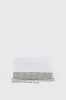 Ardene Rhinestone Embellished Clutch in White | Polyester