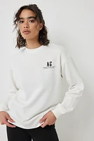 Ardene Graphic Crew Neck Sweatshirt in White | Size | Polyester/Cotton | Fleece-Lined