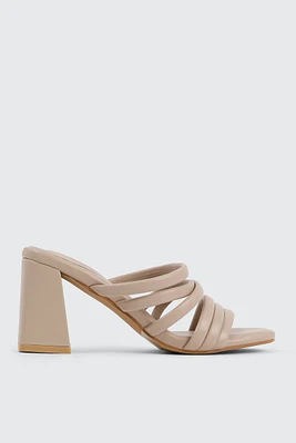 Ardene Flare Heel Strappy Sandals in Beige | Size | Eco-Conscious