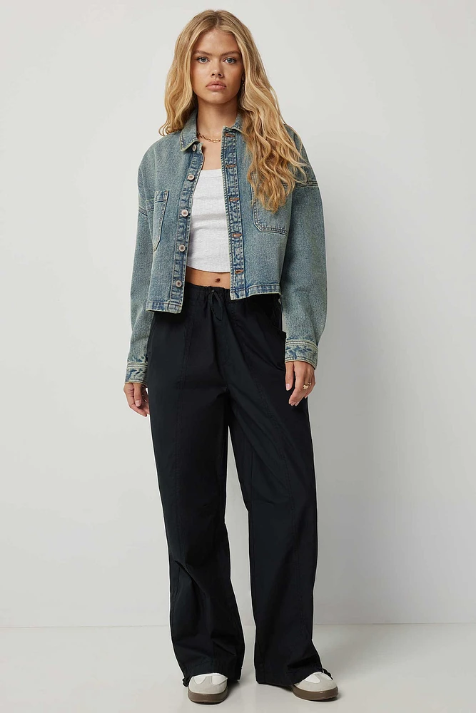 Ardene Low Rise Parachute Pants in | Size | 100% Cotton