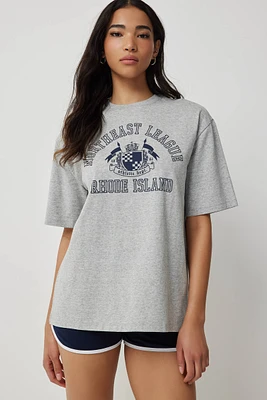 Ardene Oversized Graphic T-Shirt in Light Grey | Size | 100% Cotton