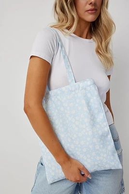 Ardene Floral Tote Bag in Light Blue | 100% Recycled Polyester | Eco-Conscious