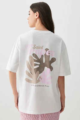 Ardene Oversized Graphic T-Shirt in White | Size | 100% Cotton