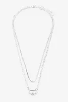 Ardene 2-Row Necklace with Carabiner Pendant in Silver