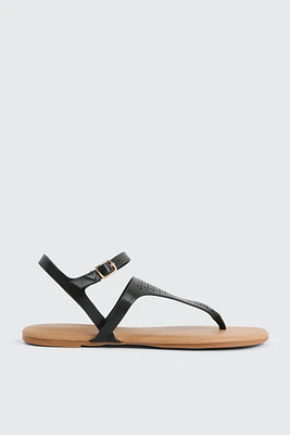 Ardene Laser Cut T-Strap Sandals in | Size | Faux Leather | Eco-Conscious