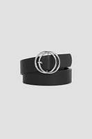 Ardene Double Circle Belt in Silver | Size | Faux Leather