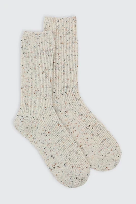 Ardene Speckled Boot Socks in White | Polyester/Spandex