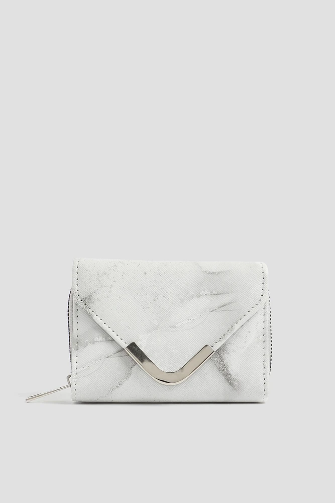 Ardene Small Envelope Wallet in White | Faux Leather/Polyester