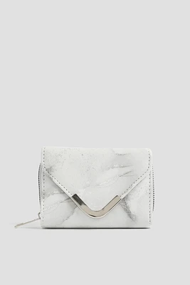 Ardene Small Envelope Wallet in White | Faux Leather/Polyester