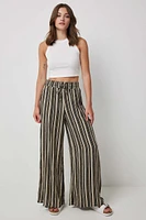 Ardene Crinkled Wide Leg Pants in Beige | Size | Rayon