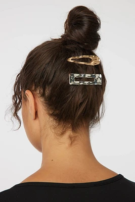 Ardene 2-Pack Metallic Hair Clips in Gold