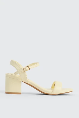 Ardene Block Heel Sandals in Light | Size | Faux Leather | Eco-Conscious
