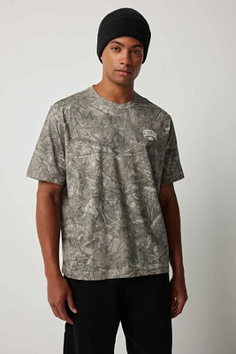 Ardene Man Camouflage Crew Neck T-Shirt For Men in Khaki | Size | 100% Cotton