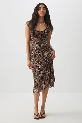 Ardene Printed Contrast Trim Midi Dress in | Size | Polyester/Spandex