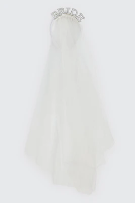 Ardene Bride Headband with Veil in White