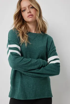 Ardene Varsity Sweater in Dark Green | Size | Polyester/Spandex/Viscose