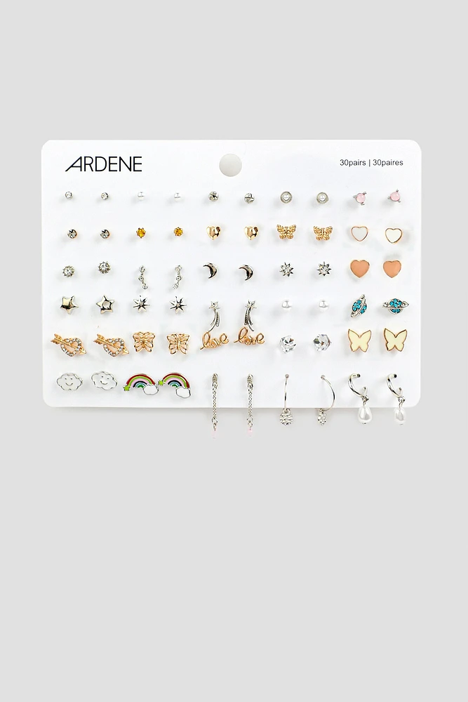 Ardene 30-Pack Assorted Studs & Hoops | Stainless Steel