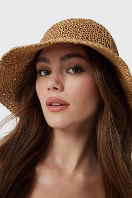 Ardene Straw Bucket Hat in Beige