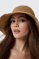 Ardene Straw Bucket Hat in Beige