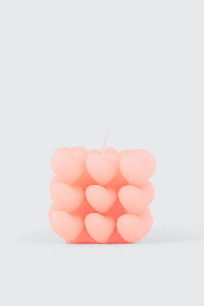 Ardene Heart Bubble Candle in Medium Pink