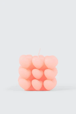 Ardene Heart Bubble Candle in Medium Pink