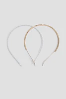 Ardene 2-Pack Rhinestone & Pearl Headbands in Gold