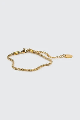 Ardene Stainless Steel Twisted Chain Bracelet in Gold