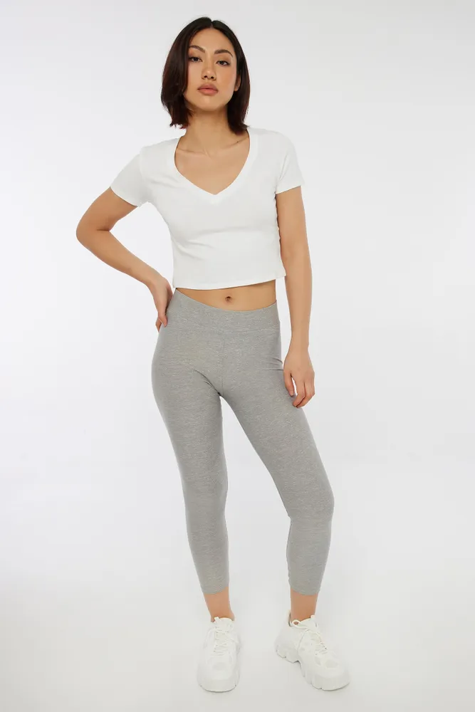 Ardene Cropped Super Soft Leggings in Grey, Size, Polyester/Spandex