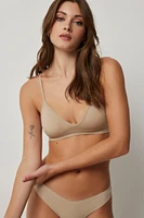 Ardene Seamless Triangle Bralette in Beige | Size | Nylon/Elastane | Microfiber