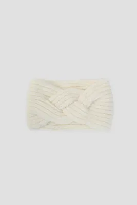 Ardene Braided Knit Headband in White | Polyester/Elastane