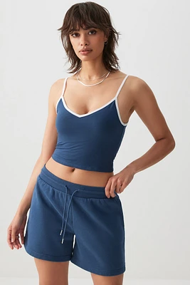 Ardene MADESOFT Fleece Midi Sweatshorts in Blue Current | Size | Polyester/Cotton