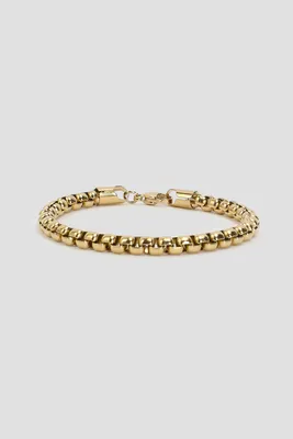 Ardene Man 14K Gold Plated Box Link Chain Bracelet For Men | Stainless Steel