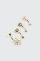 Ardene 6-Pack 14K Gold Plated Flower Nose Studs