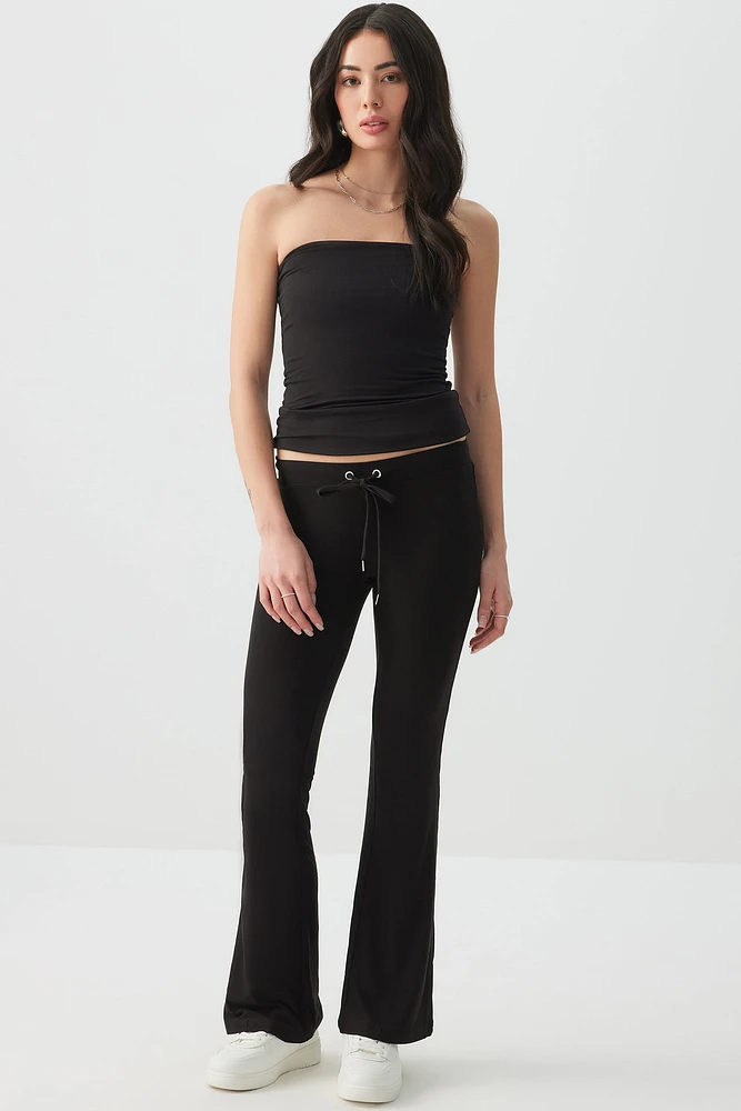 Ardene Super Soft Low Waist Flare Leggings in Black | Size | Polyester/Elastane | Eco-Conscious