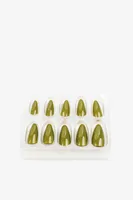 Ardene Sage-Green Stiletto Fake Nails in Khaki