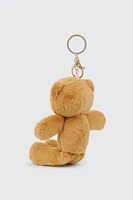 Ardene Plush Teddy Bear Keychain in Cognac