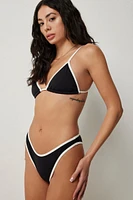 Ardene Contrast Trim V Bikini Bottom in | Size | Polyester/Nylon/Elastane | Microfiber