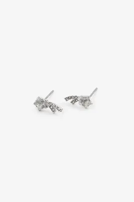 Ardene Embellished Shooting Star Earrings in Silver | Stainless Steel