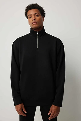 Ardene Man Half Zip Sweatshirt For Men in Black | Size | Polyester/Rayon/Spandex | Fleece-Lined