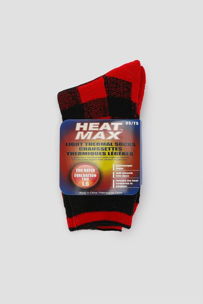 Ardene Buffalo Plaid Thermal Socks in Red | Polyester/Elastane