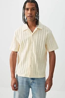 Ardene Man Chevron Knit Short Sleeve Shirt For Men in Beige | Size | Polyester/Cotton