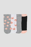 Ardene 4-Pack Pig Ankle Socks in Light Pink | Polyester/Spandex