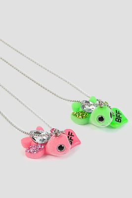 Ardene 2-Pack Turtle BFF Necklaces in Pink