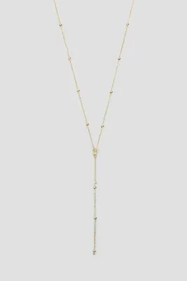 Ardene 14K Gold Plated Y Necklace with Ball Details