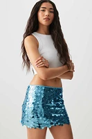 Ardene Sequin Mini Skirt in Light Blue | Size | Polyester/Spandex