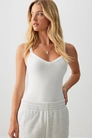 Ardene Seamless V-Neck Bodysuit in White | Size | Polyester/Nylon/Elastane | Eco-Conscious