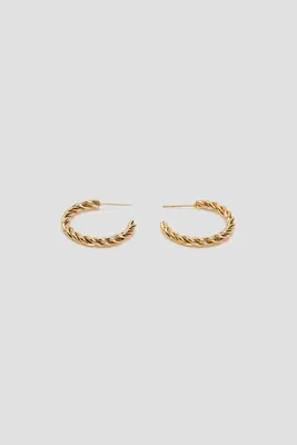 Ardene Stainless Steel Twisted Hoop Earrings in Gold